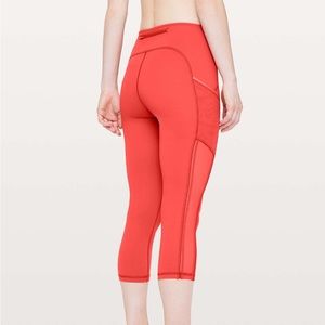 Lululemon leggings | speed up crop high mesh 21” leggings in aries/orange
